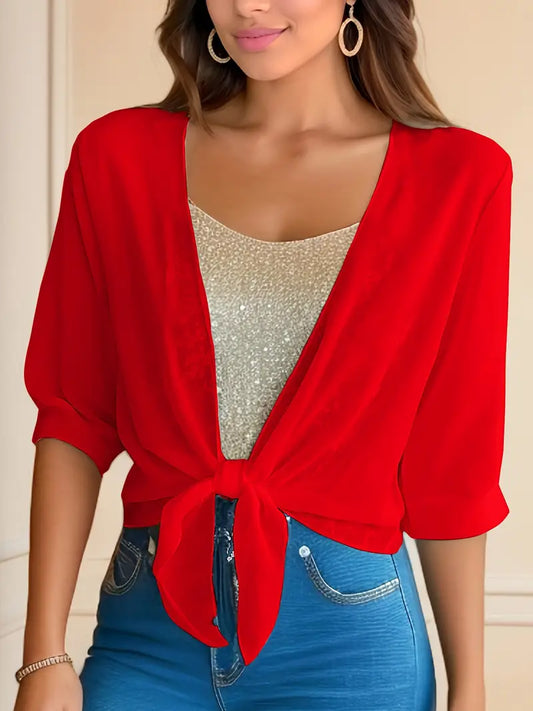 Flattering Tie-Neck Blouse