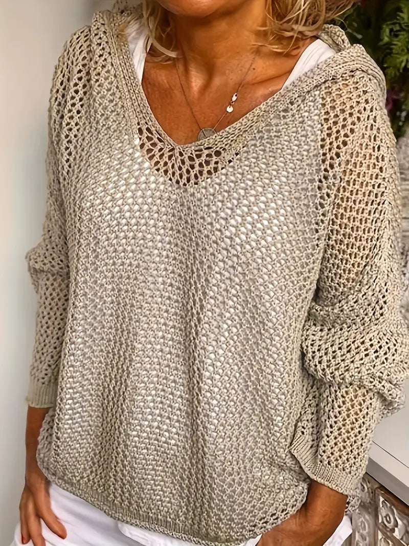 Easy-Care Hooded V-Neck Jumper