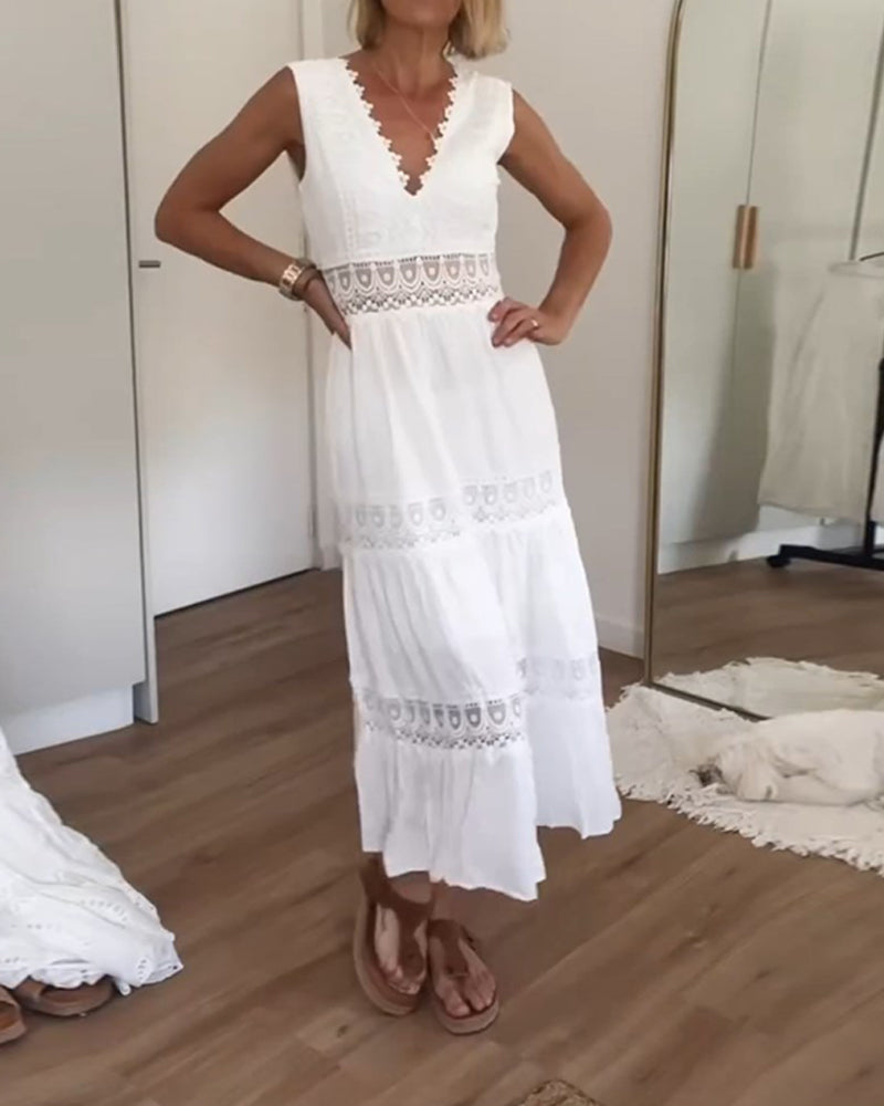 Lace V-Neck Elegance Dress