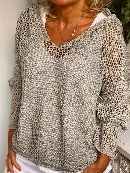 Easy-Care Hooded V-Neck Jumper