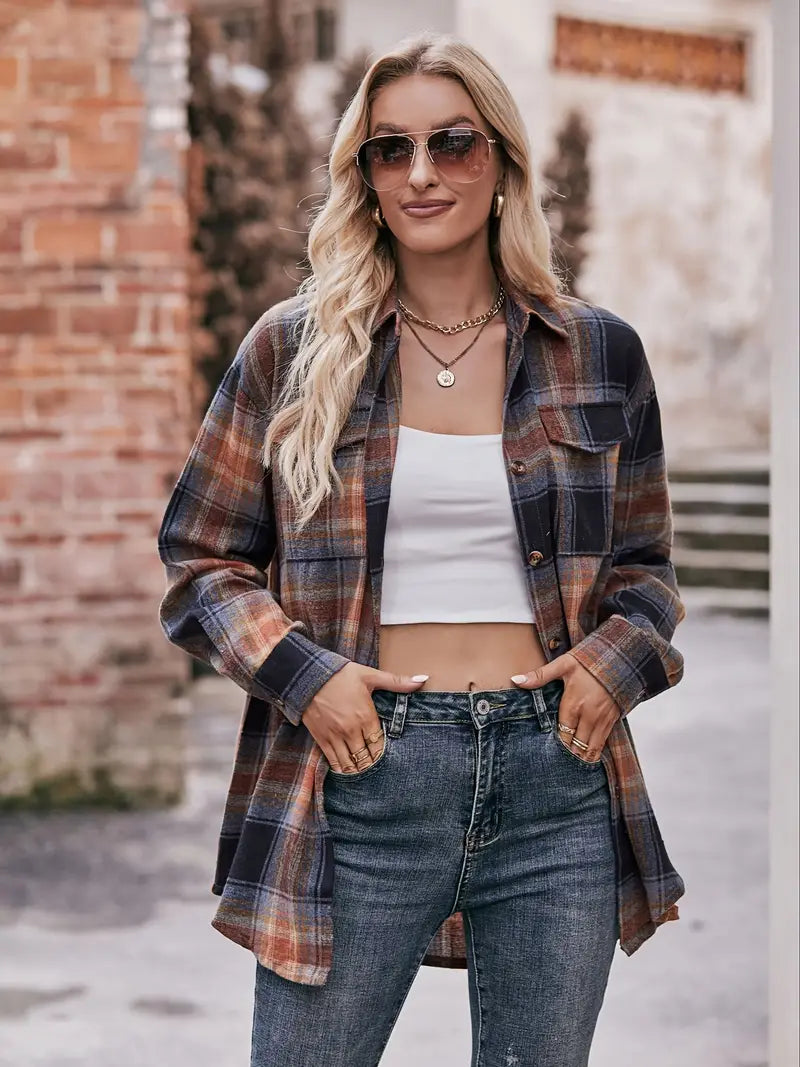 Easy-Care Checked Blouse