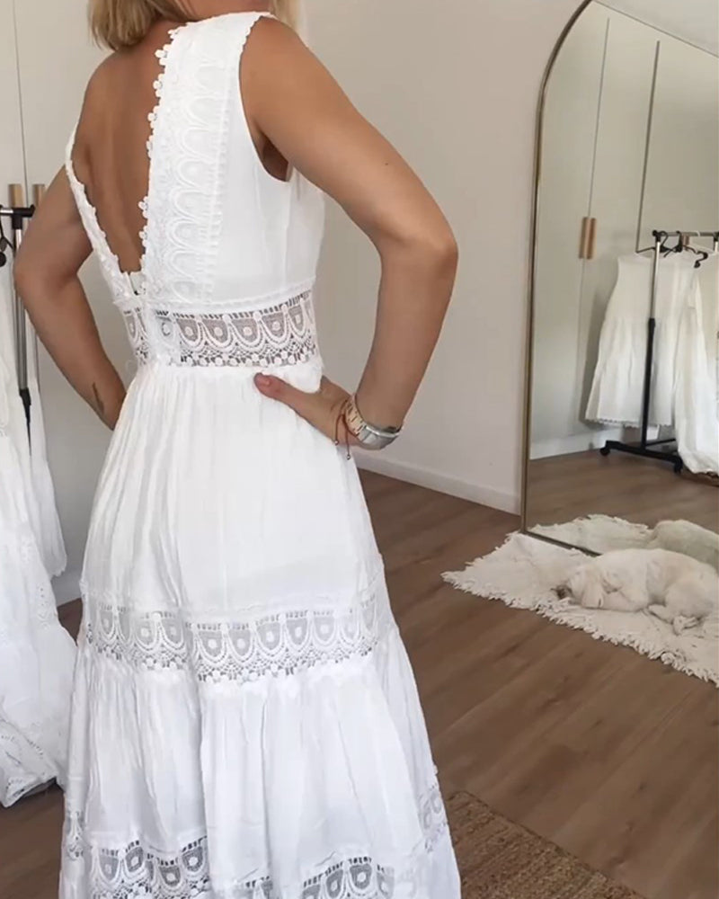 Lace V-Neck Elegance Dress