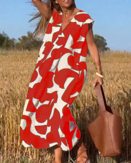 Elegant-Print Maxi Dress