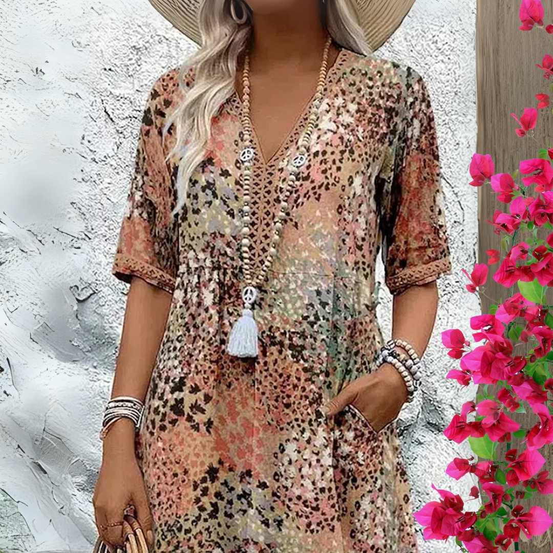 Elegant-Floral Midi Dress