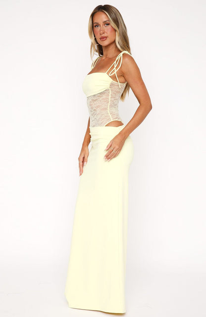 Lemon Elegance Maxi Dress