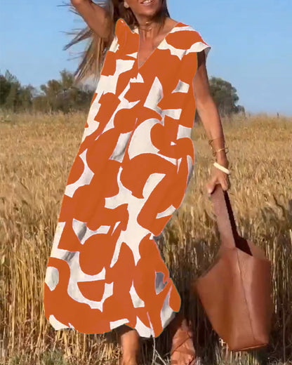 Elegant-Print Maxi Dress