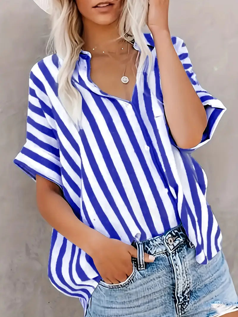 Easy-Care Striped Blouse
