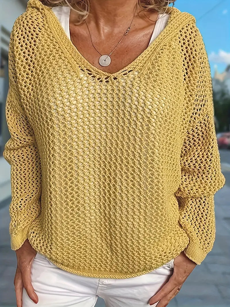 Easy-Care Hooded V-Neck Jumper