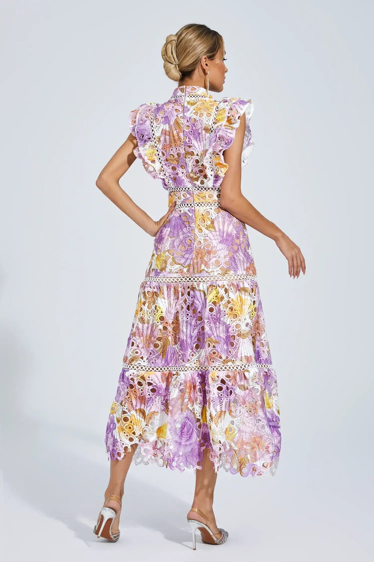 Elegant-Trim Sleeveless Midi Dress
