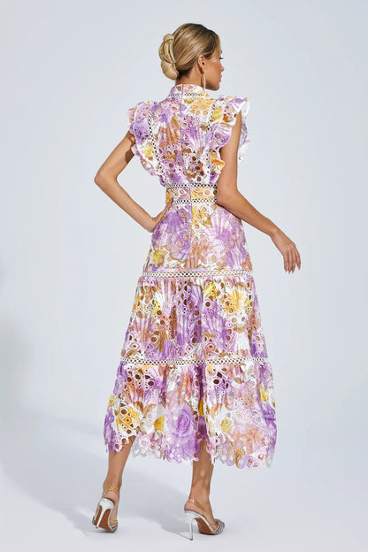 Elegant-Trim Sleeveless Midi Dress