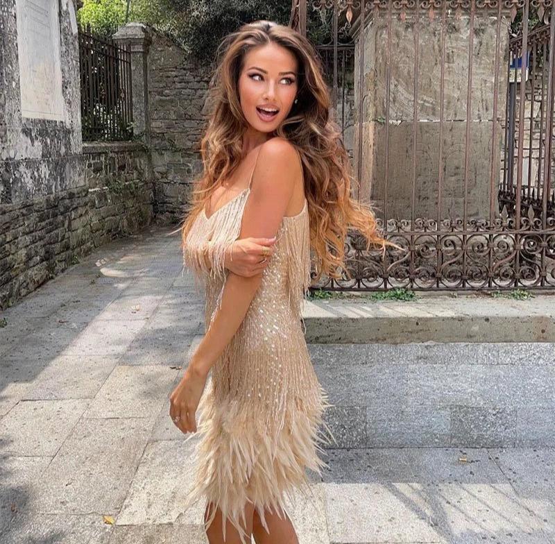Chic Feather Mini Dress