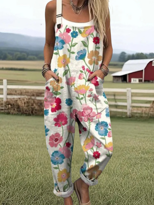 Floral-Print Comfort Jumpsuit