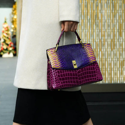 Spacious Snake-Print Shoulder Bag