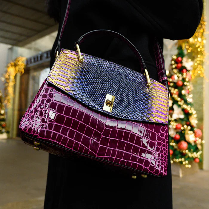 Spacious Snake-Print Shoulder Bag