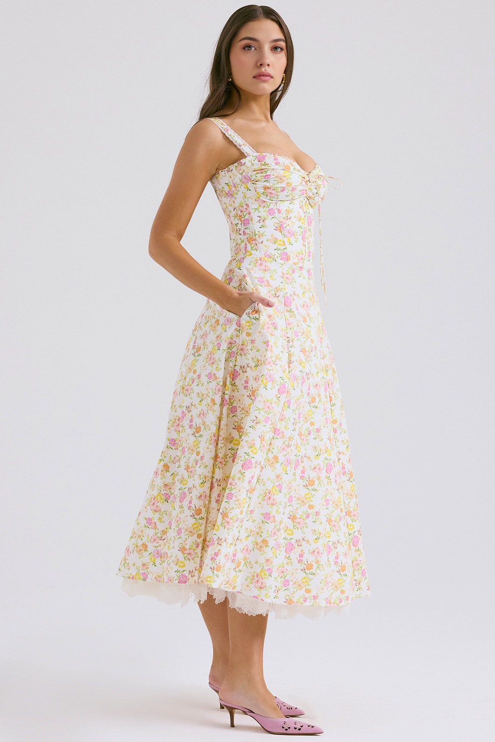 Floral Corset Midi Dress