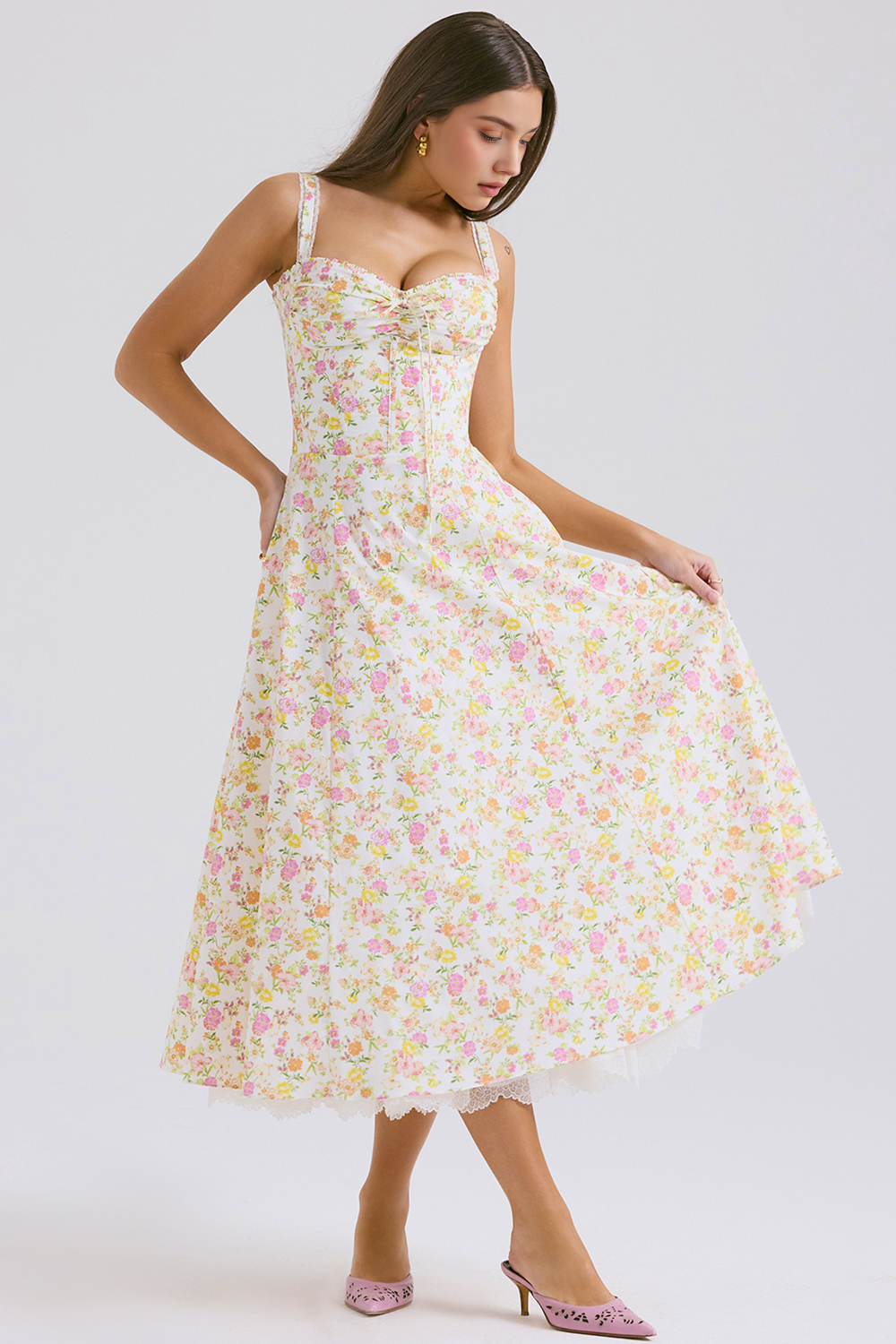 Floral Corset Midi Dress