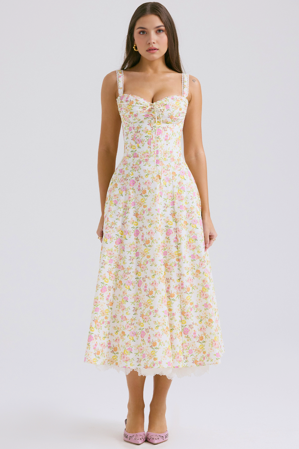 Floral Corset Midi Dress