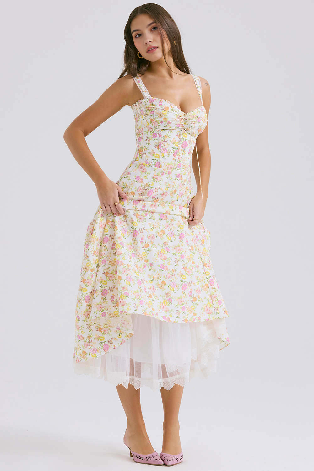 Floral Corset Midi Dress