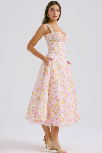 Floral Corset Midi Dress