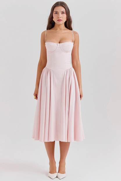 Elegant-Twill Midi Dress