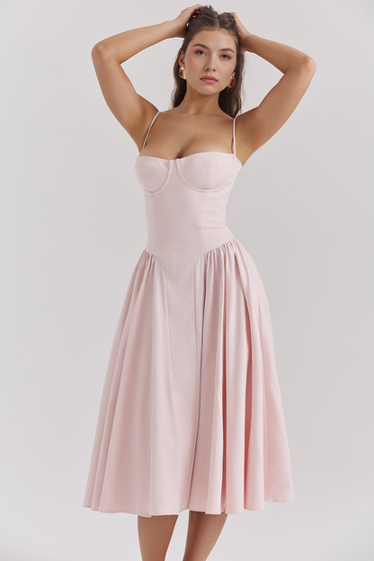 Elegant-Twill Midi Dress