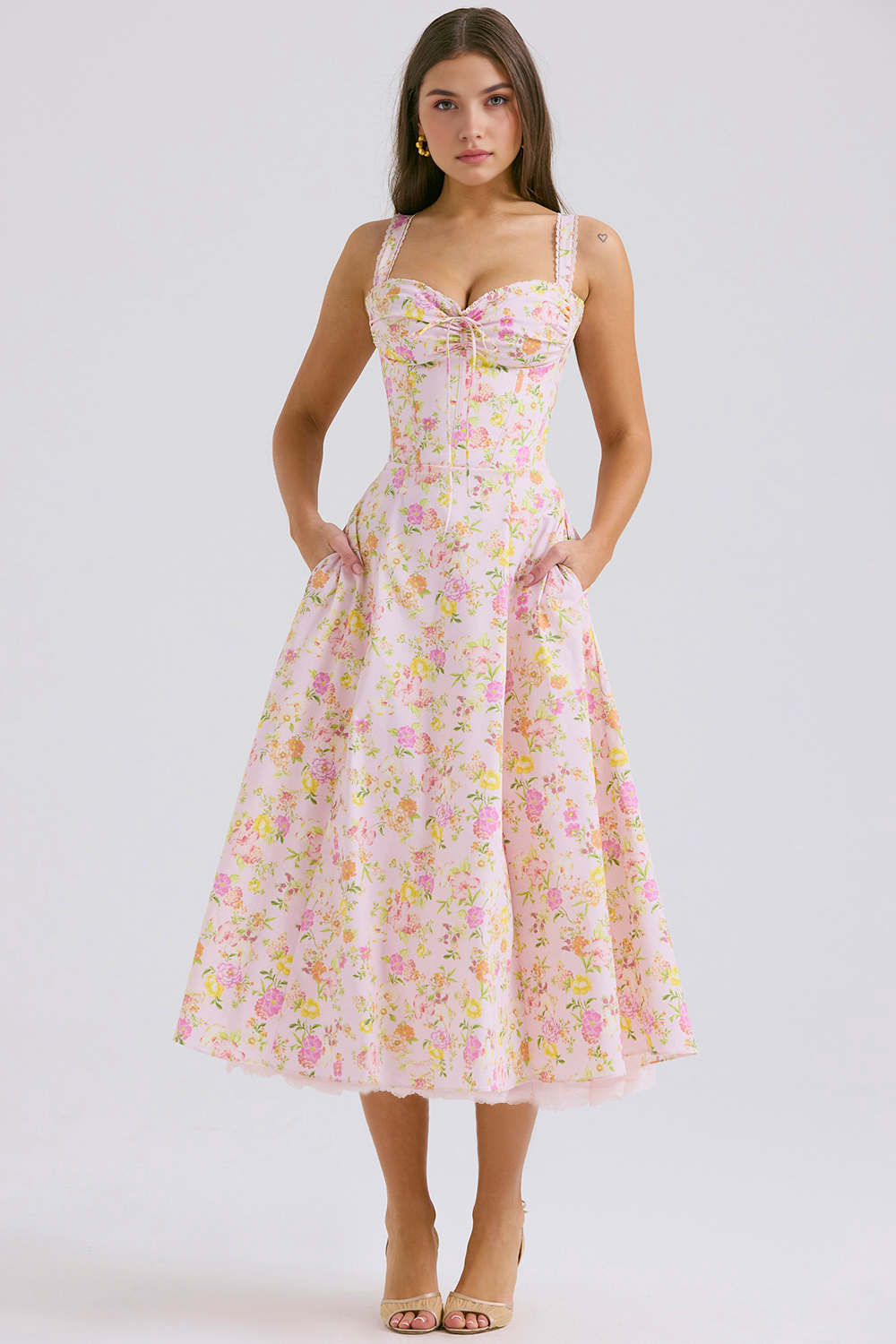Floral Corset Midi Dress