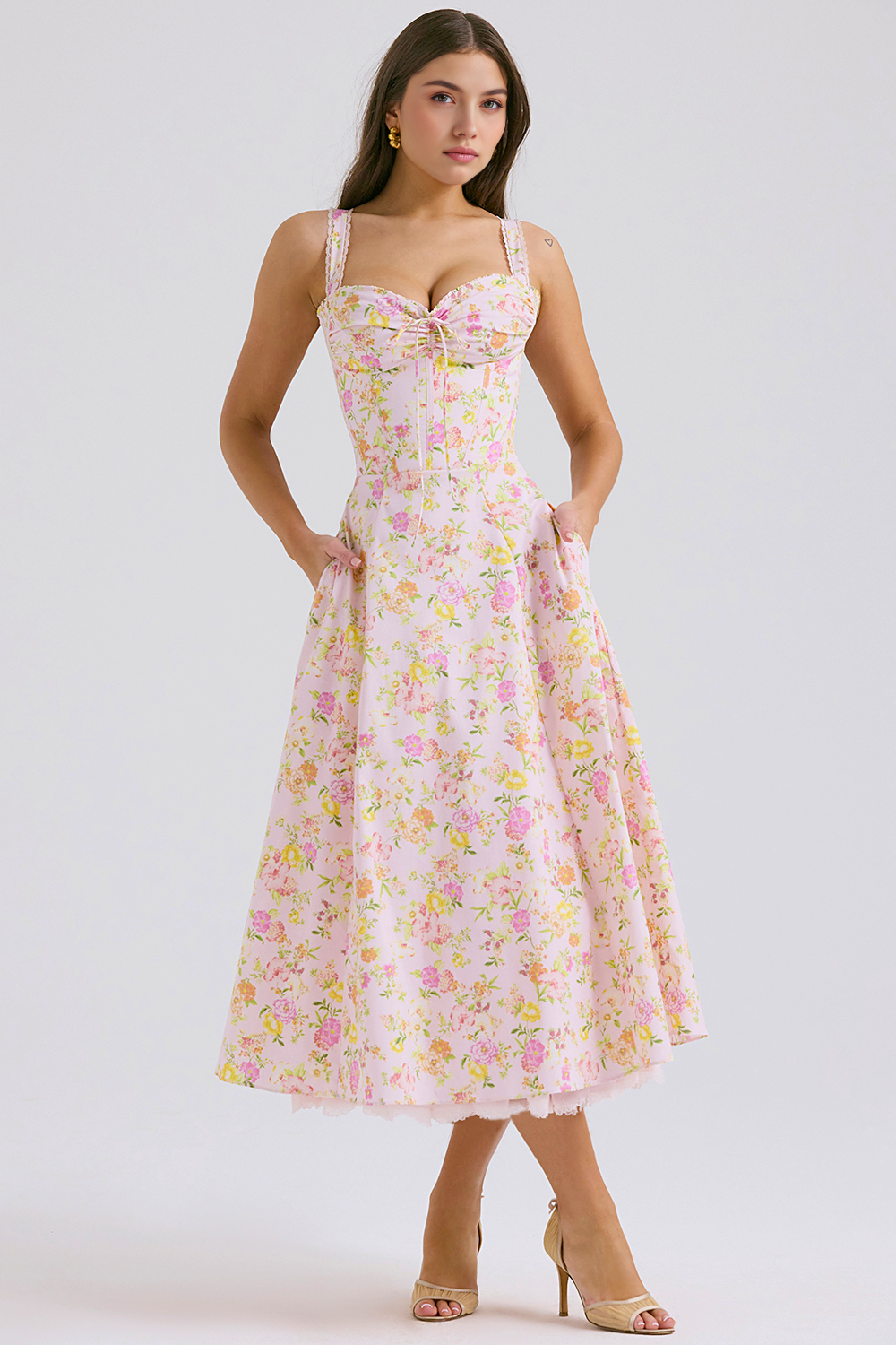 Floral Corset Midi Dress