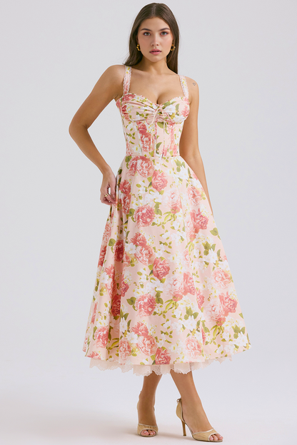 Floral Corset Midi Dress