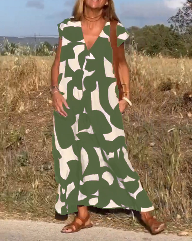 Elegant-Print Maxi Dress