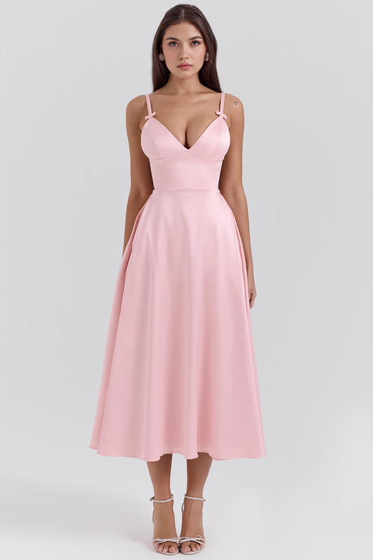 Elegant Satin Midi Dress