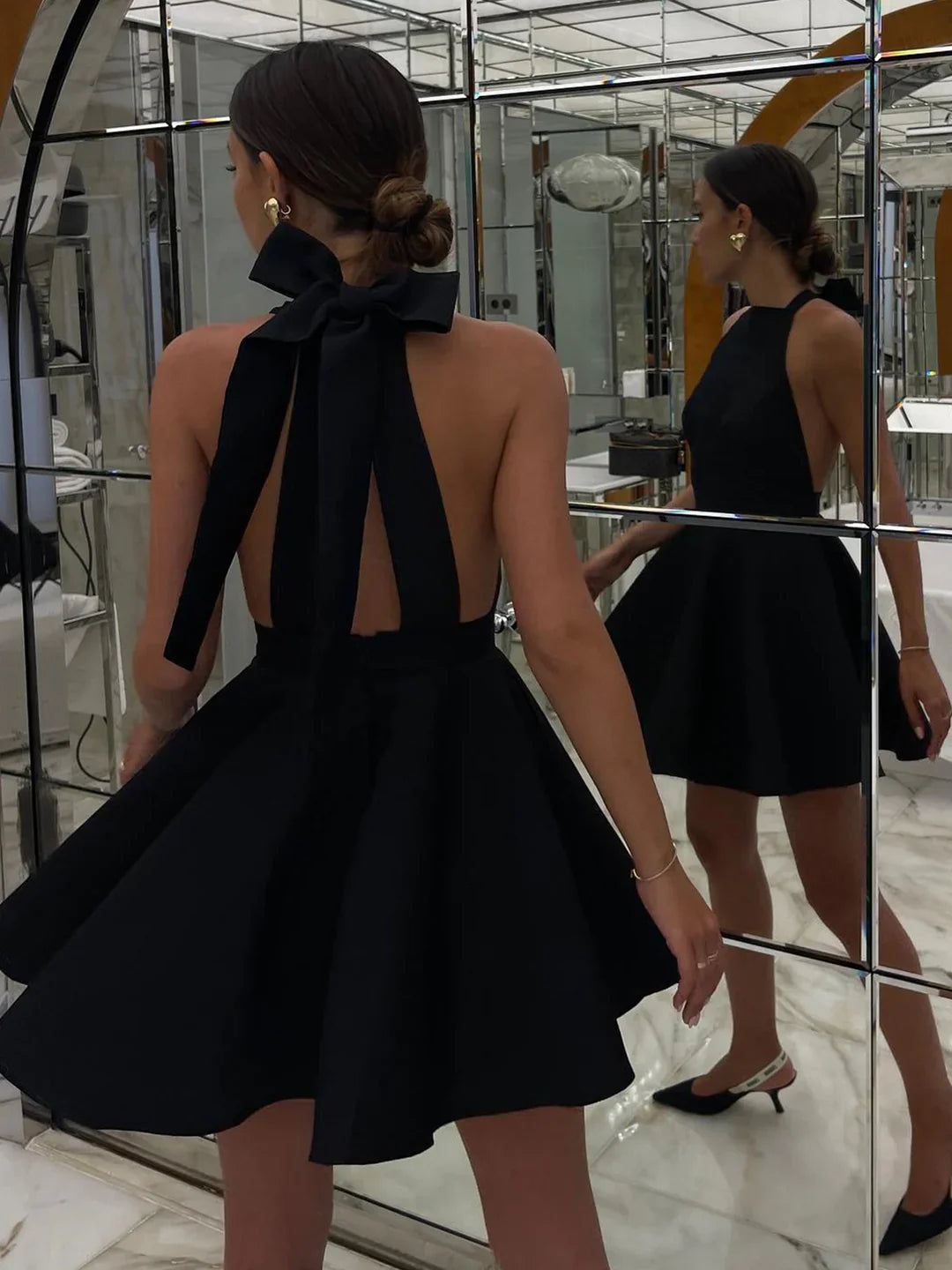 Elegant Satin Mini with Open Back
