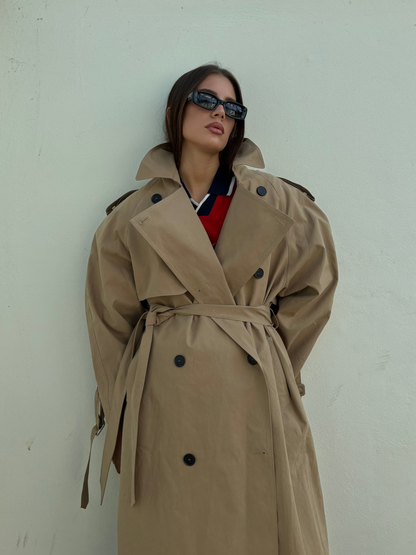 Figure-Flattering Beige Trench Coat