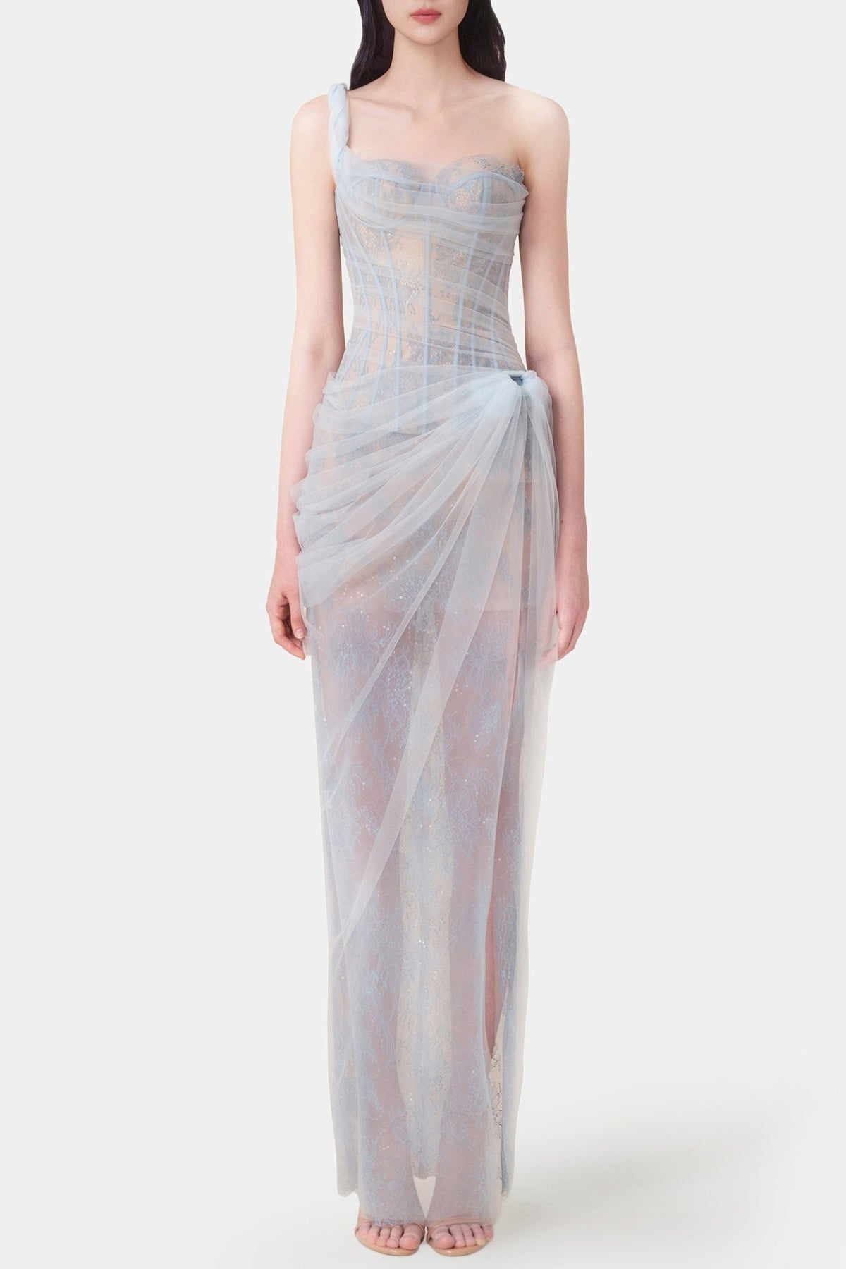 Elegant One-Shoulder Lace Corset Dress