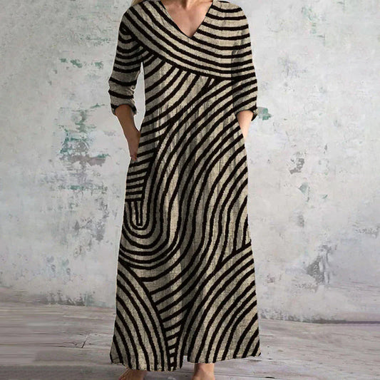 Waist-Defining Striped Dress