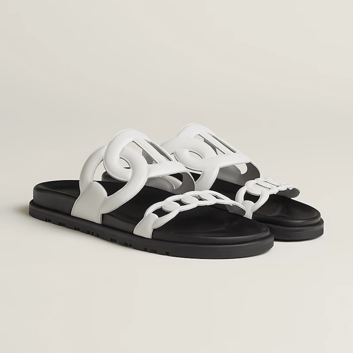 Elegant Leather Chain-Inspired Sandals