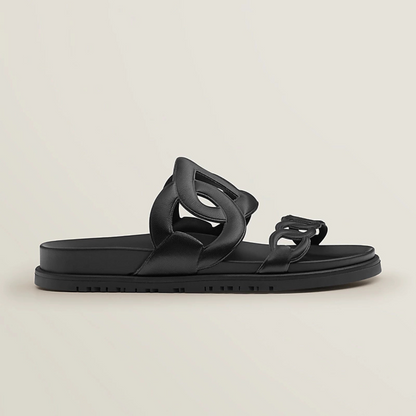 Elegant Leather Chain-Inspired Sandals