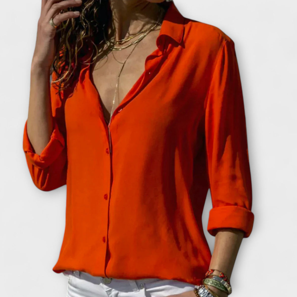 Satin-Finish Festive Blouse