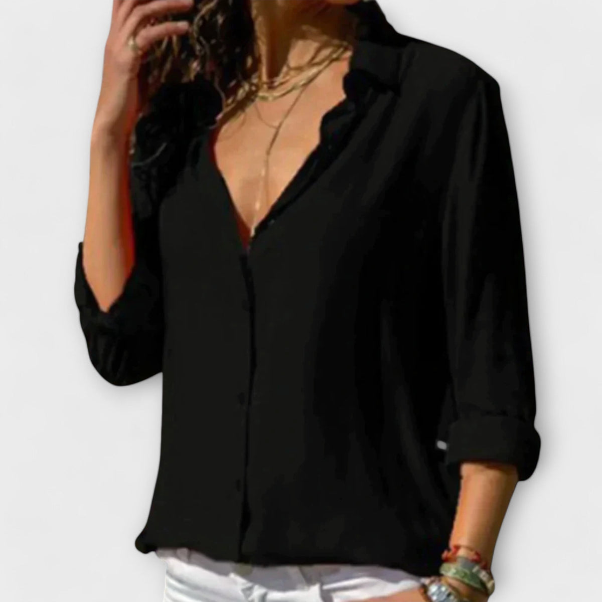 Satin-Finish Festive Blouse