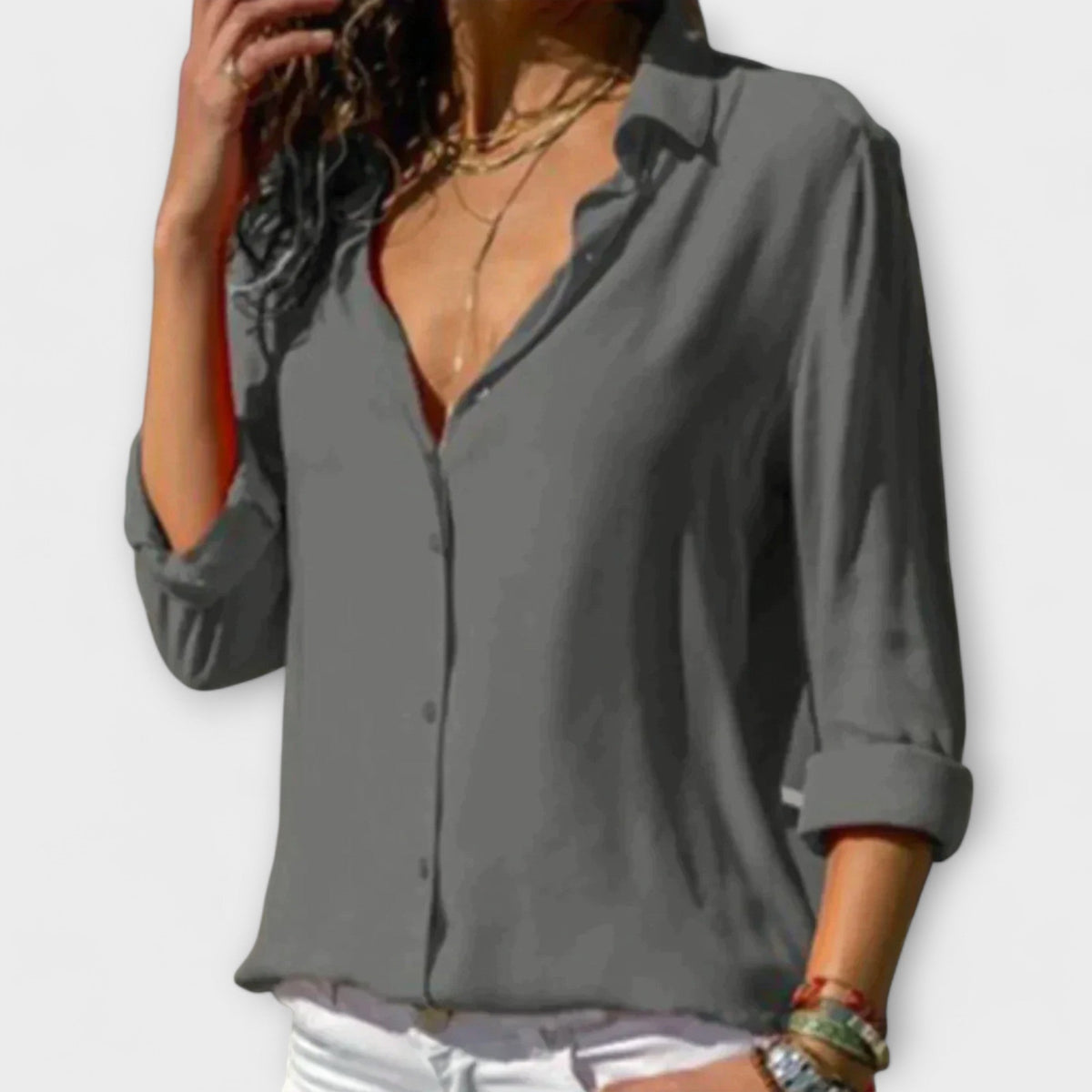 Satin-Finish Festive Blouse
