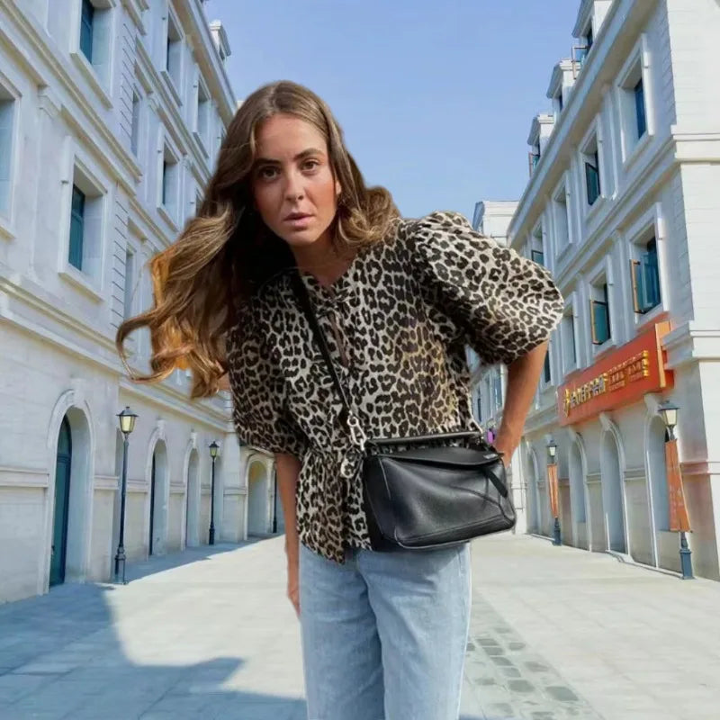 Effortlessly Chic Leopard Statement Blouse