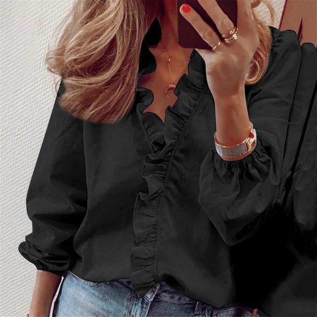 Flattering Slim Ruffle Blouse