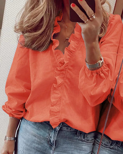 Flattering Slim Ruffle Blouse
