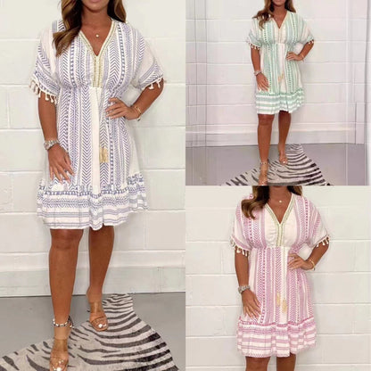 Breezy-Boho V-Neck Dress
