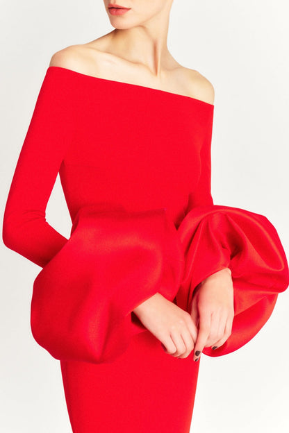 Curve-Enhancing Red Off-Shoulder Dress