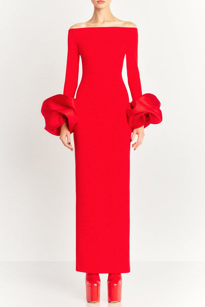 Curve-Enhancing Red Off-Shoulder Dress