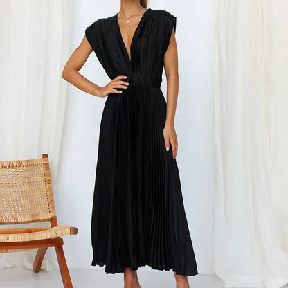 Timeless-Elegance Pleated Dress