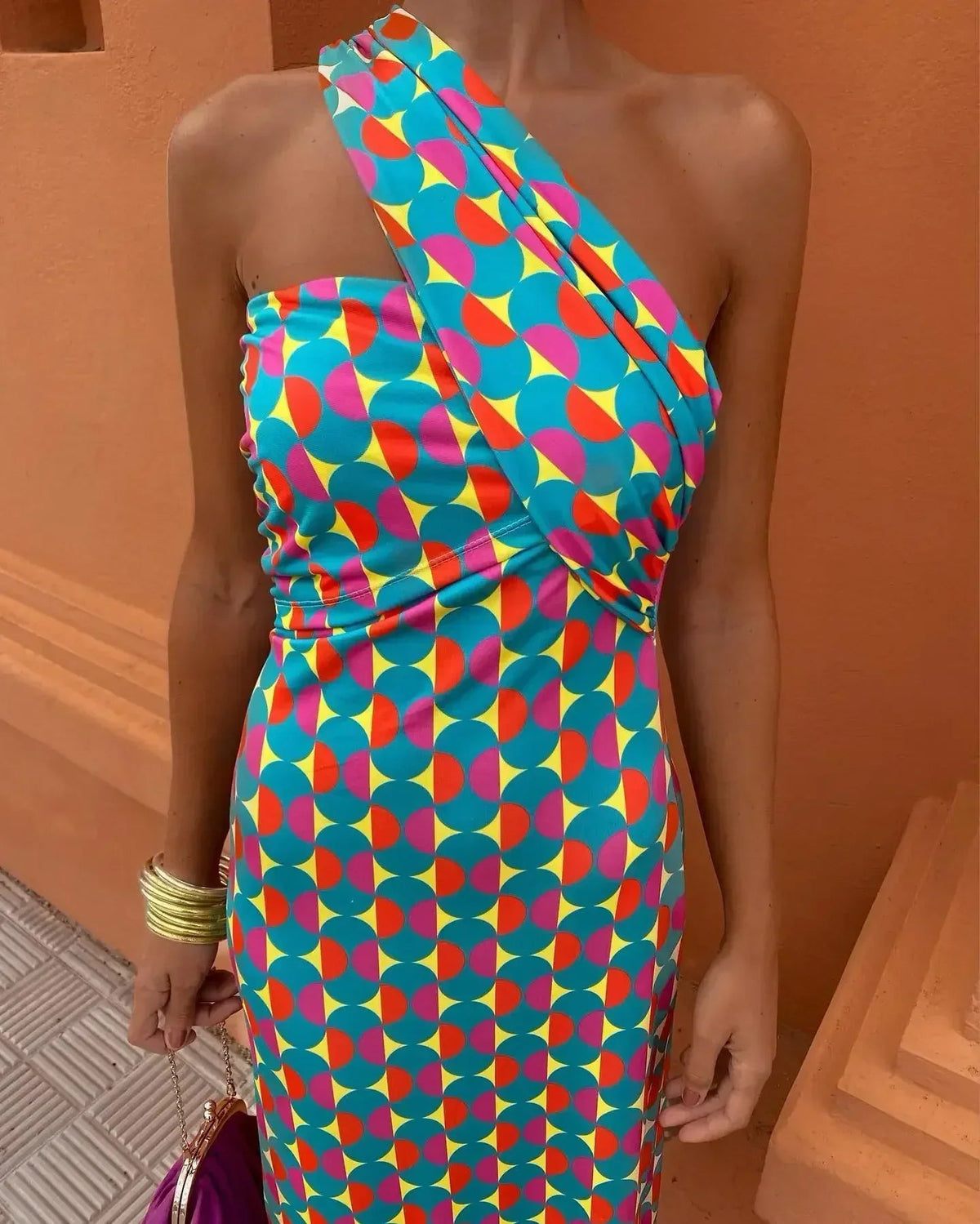 Cooling Shoulder-Drape Dress