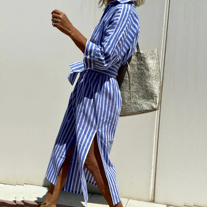 Effortless Striped Midi Elegance