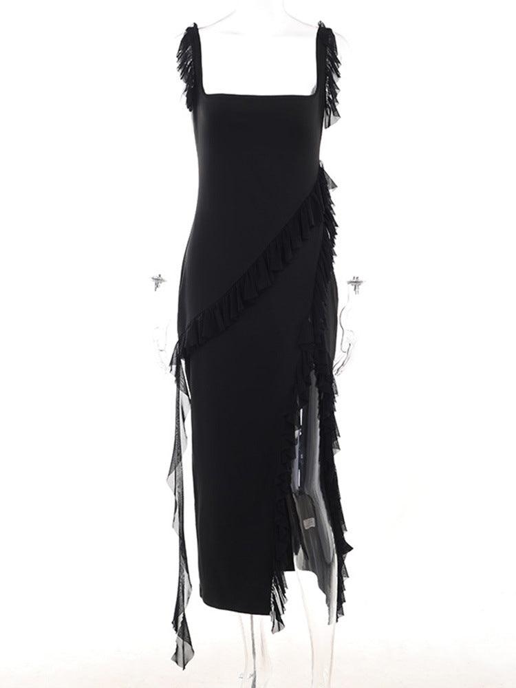 Elegant Cherry Evening Maxi Dress