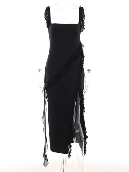 Elegant Cherry Evening Maxi Dress